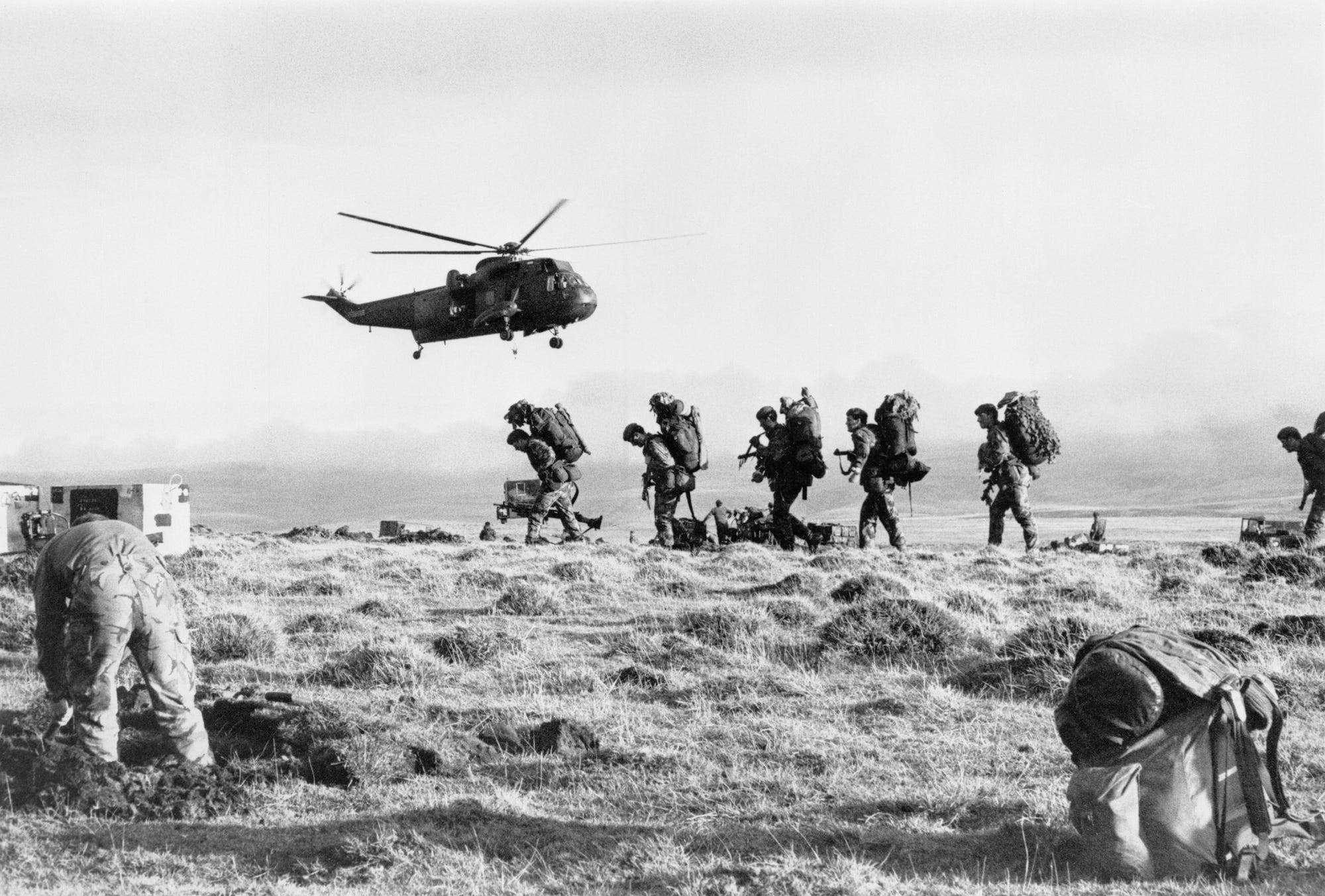 Britischer Royal Navy Hubschrauber Marines Falklands War