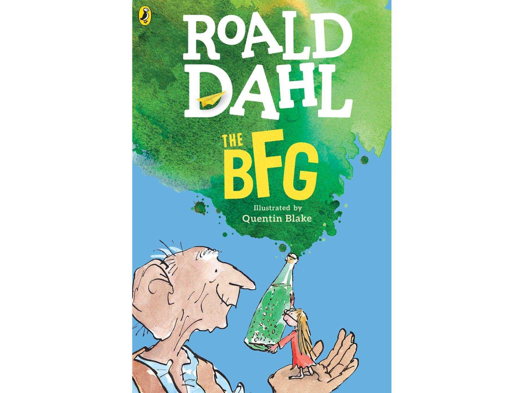 das bfg-Cover mit einer Illustration eines Mannes, der ein Kind mit einer grünen Rauchflasche in der Hand hält