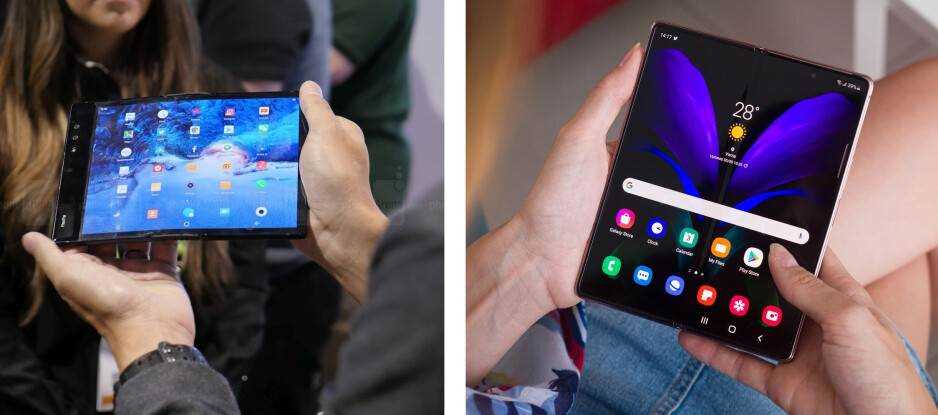 Das Royole FlexPai (links) und das Samsung Galaxy Z Fold 2 (rechts) - Wird das Google Pixel Fold eine Renaissance des Falthandys einläuten?
