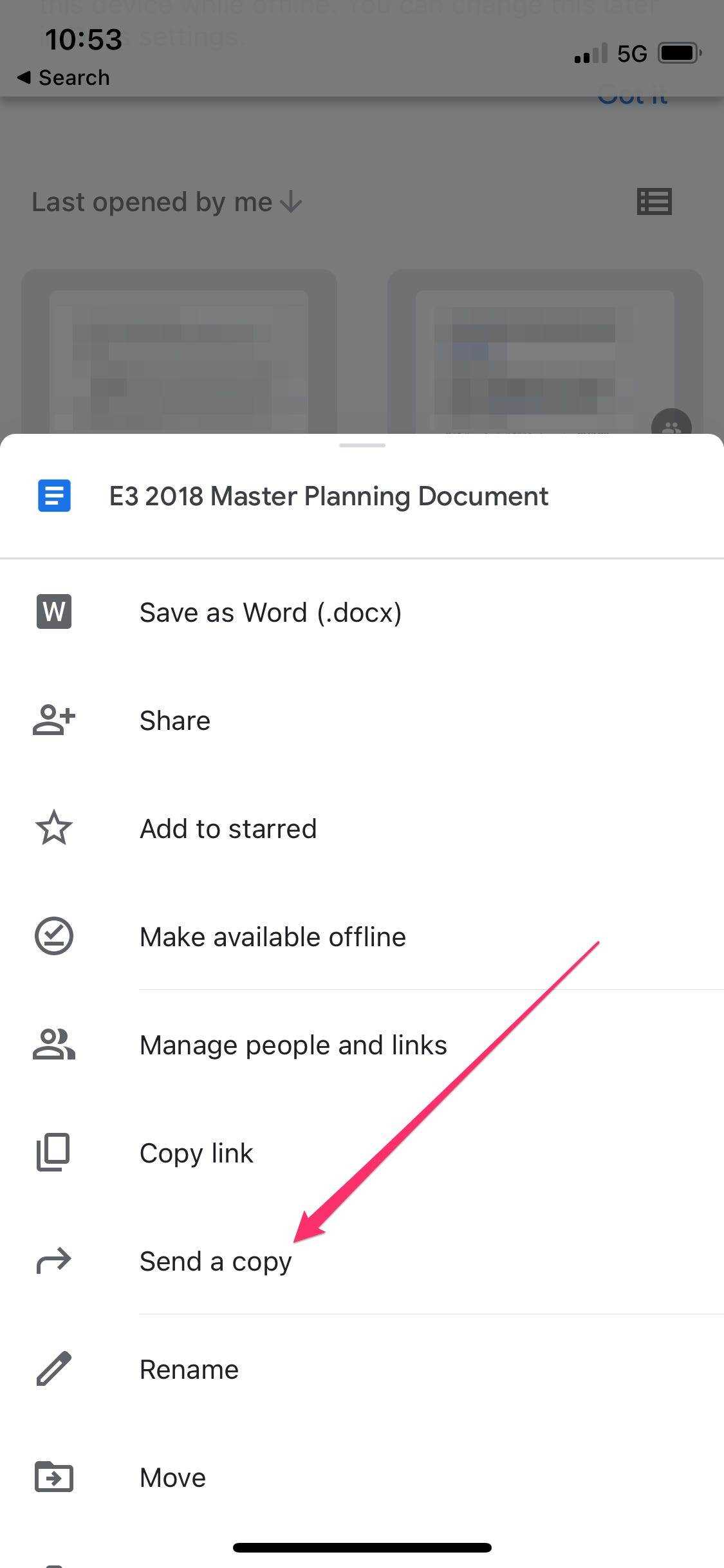 Google Docs-App-Menü