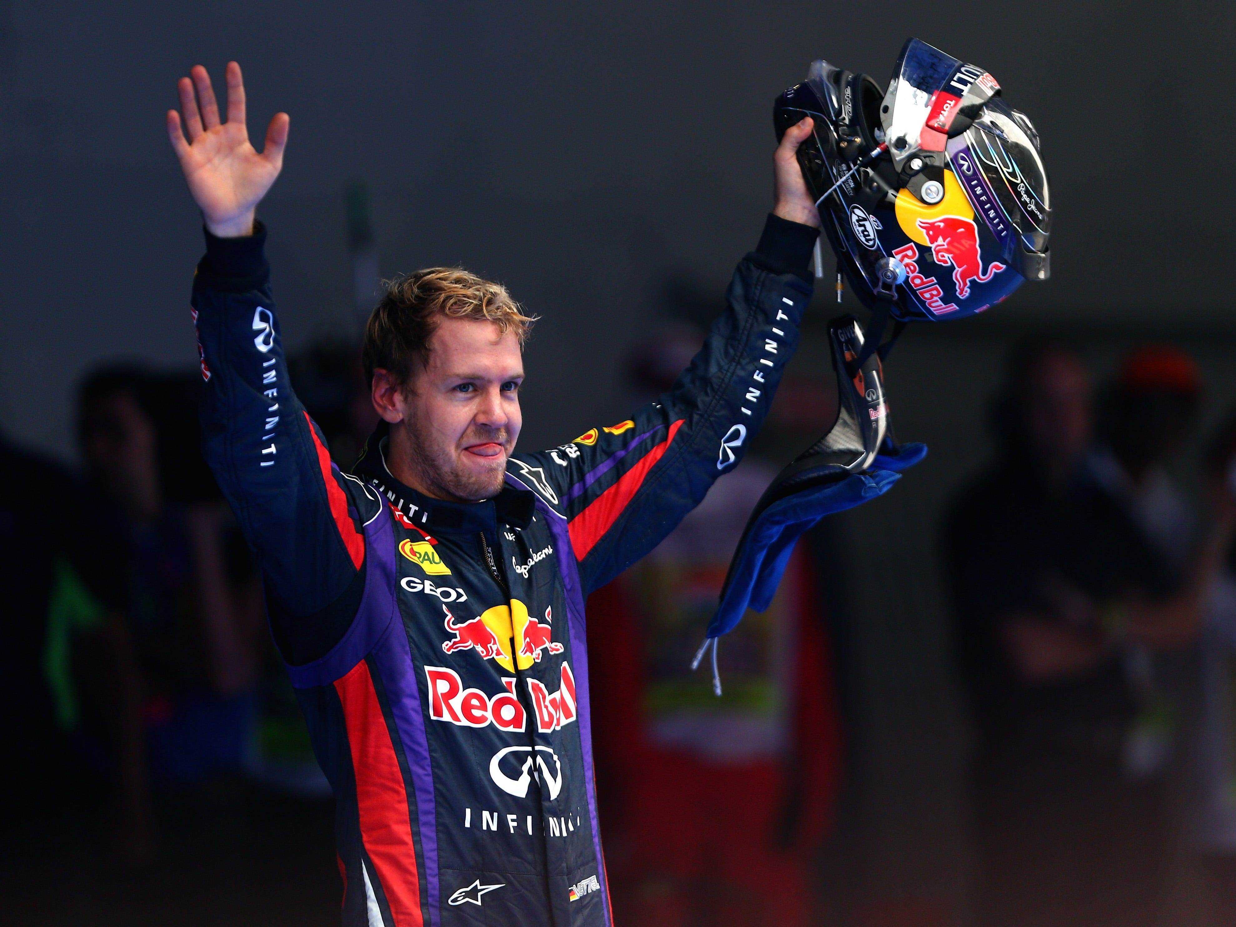 Sebastian Vettel feiert den Gewinn der Fahrermeisterschaft 2013.