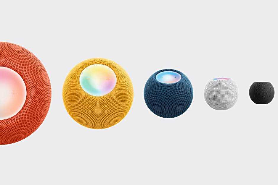 Der HomePod mini in all seinen Farbvarianten - Apples HomePod mini jetzt in drei neuen Farben erhältlich
