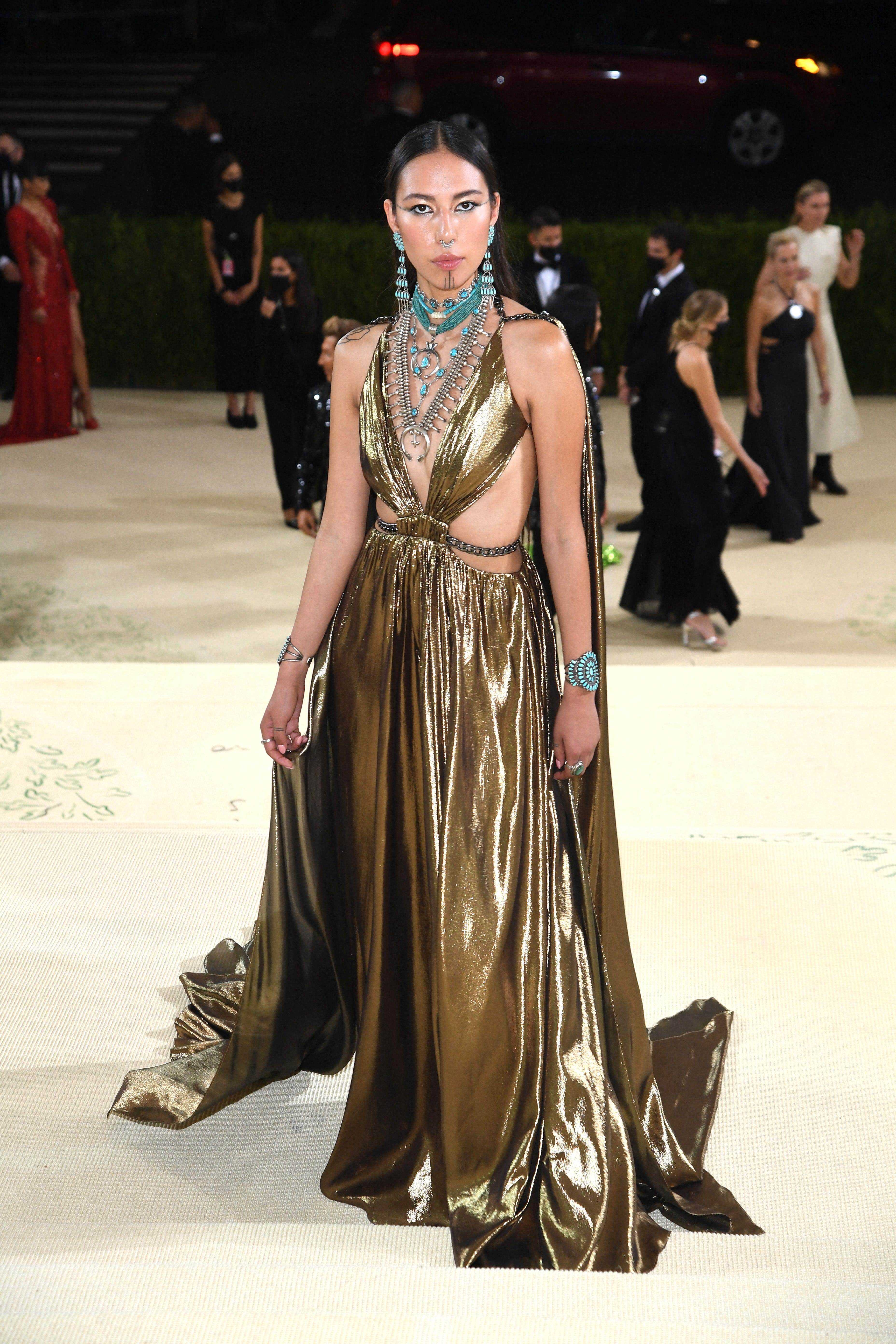Quannah Chasinghorse nimmt am 13. September 2021 in New York City an der Met Gala Celebrating In America: A Lexicon Of Fashion 2021 im Metropolitan Museum of Art teil.