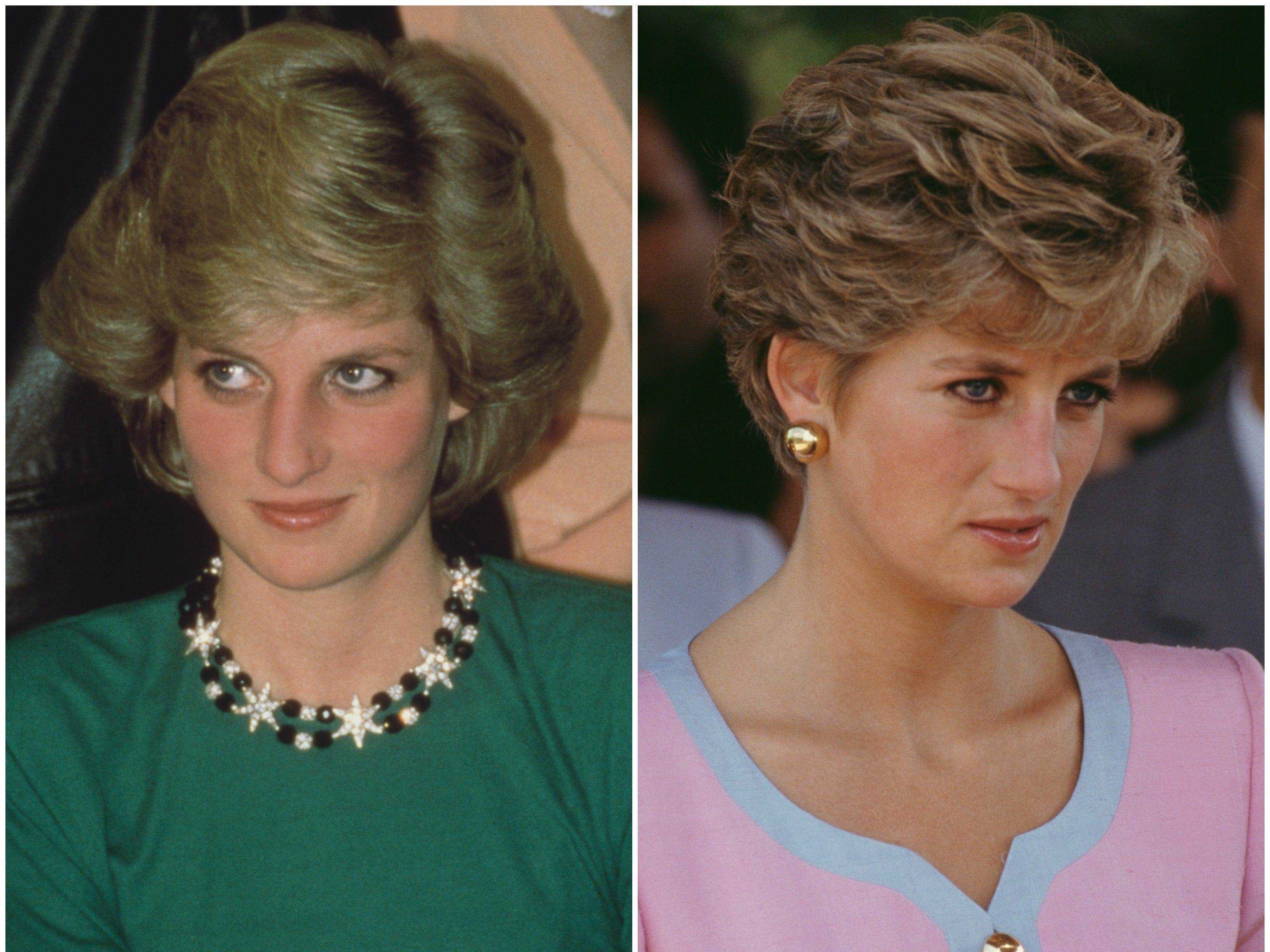 Ein Foto von Prinzessin Diana aus dem Jahr 1986 neben einem Foto aus dem Jahr 1991