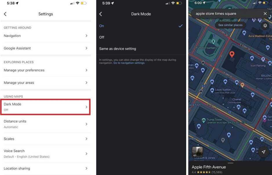 Die iOS-Version von Google Maps hat jetzt den Dark Mode - Dark Mode kommt in der iOS-Version von Google Maps