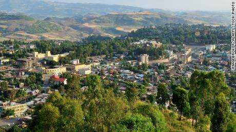 Ein Blick auf die Stadt Gondar in der Region Amhara in Äthiopien.