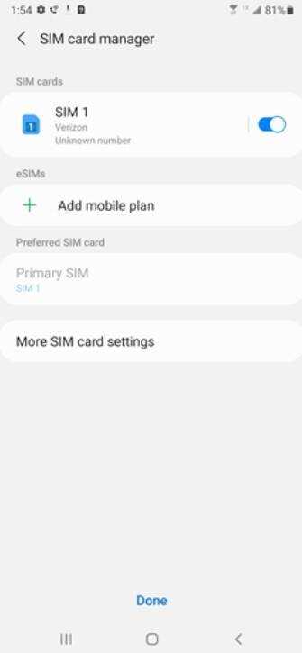 SIM-Karten-Manager der Verizon Galaxy Note 20-Serie – Update fügt der Verizon Galaxy Note 20 5G-Serie eSIM-Funktionen hinzu