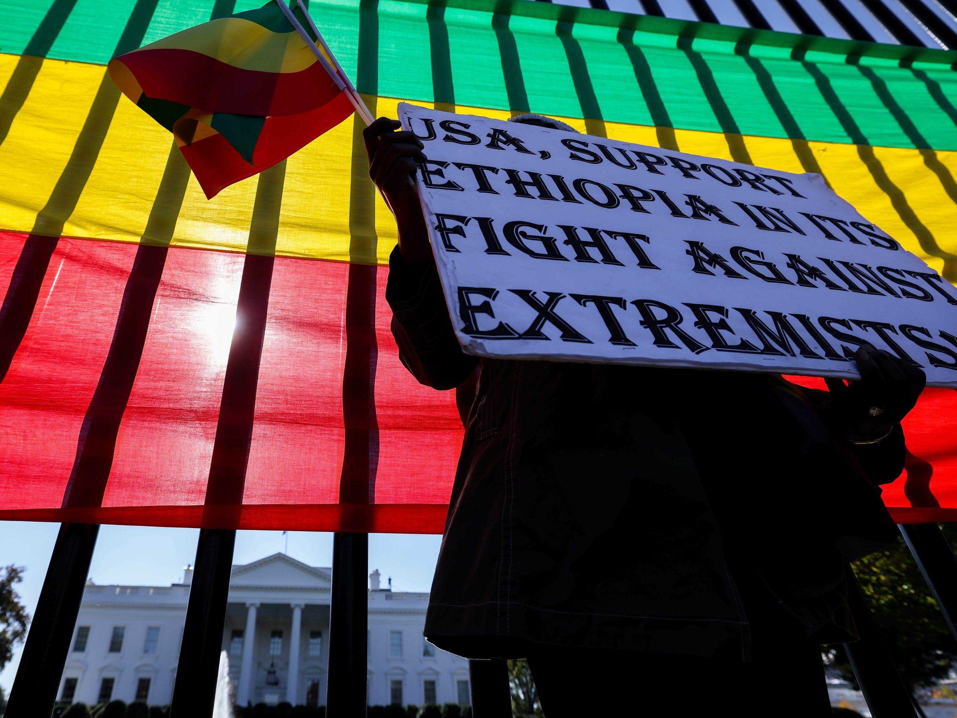 Äthiopische Amerikaner demonstrieren vor dem Weißen Haus