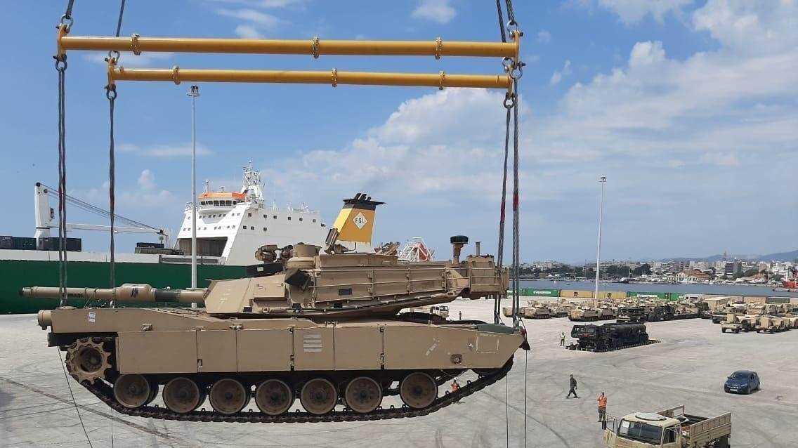 M1A2-Panzer der US-Armee im Hafen von Alexandroupolis, Griechenland