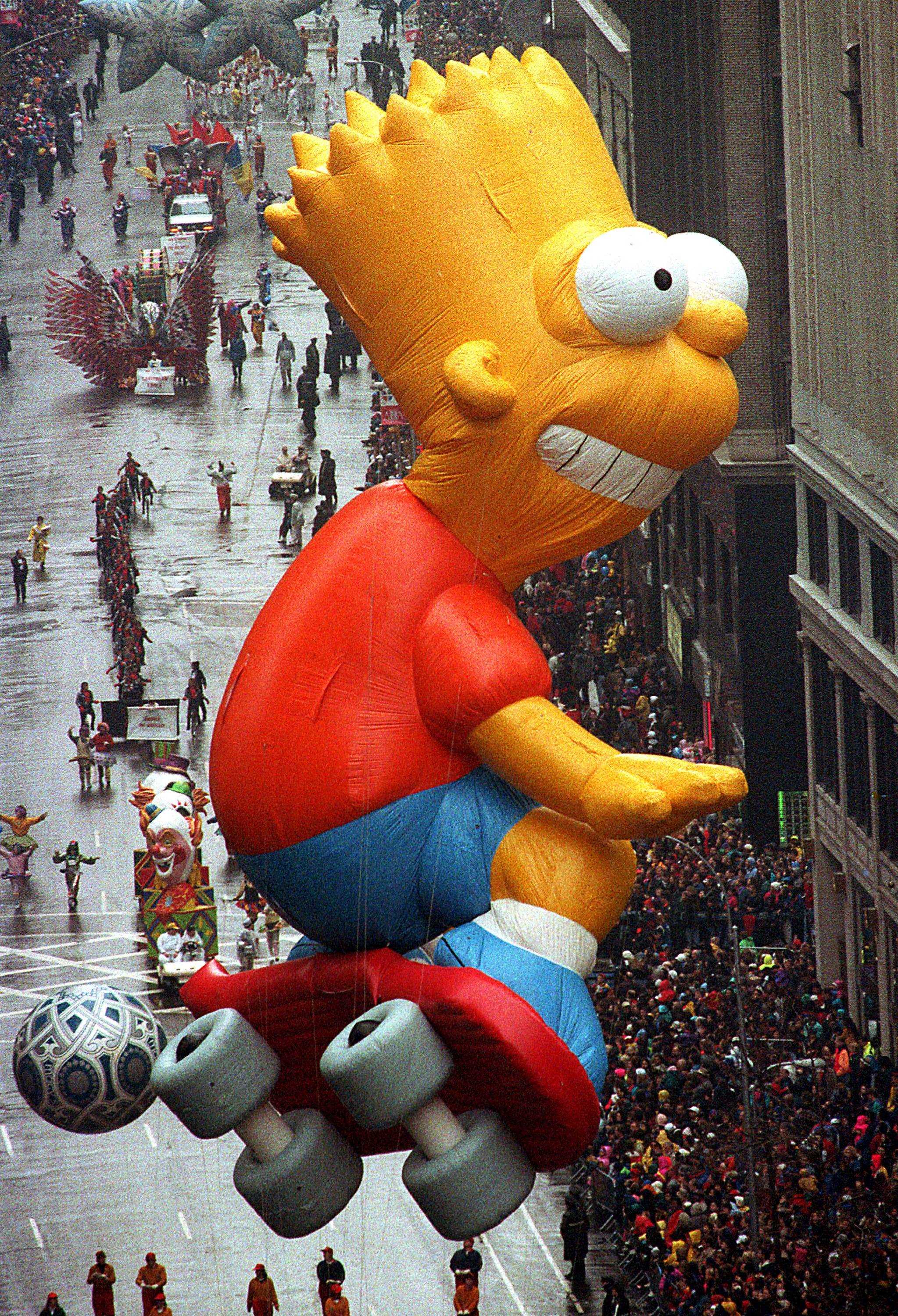 Ein Bart-Simpson-Ballon bei der Thanksgiving Day-Parade von Macy's 1992