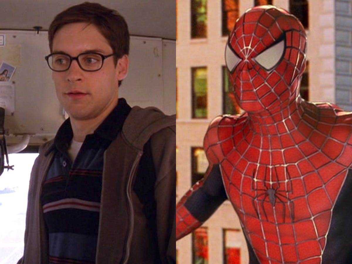 Links: Tobey Maguire als Peter Parker in 