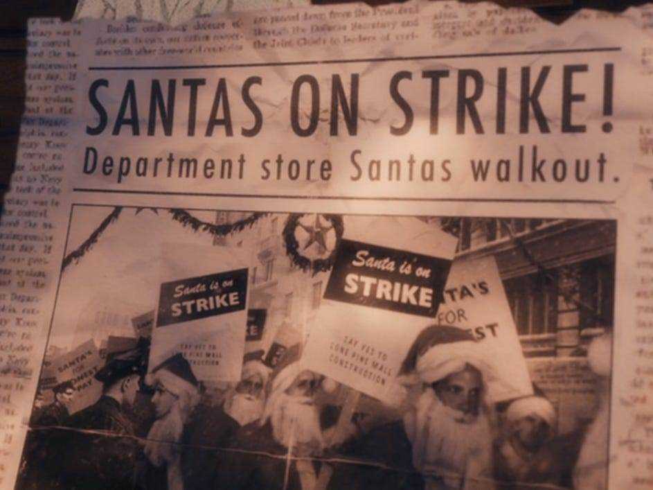 Santas im Streik Zeitung von Polar Express