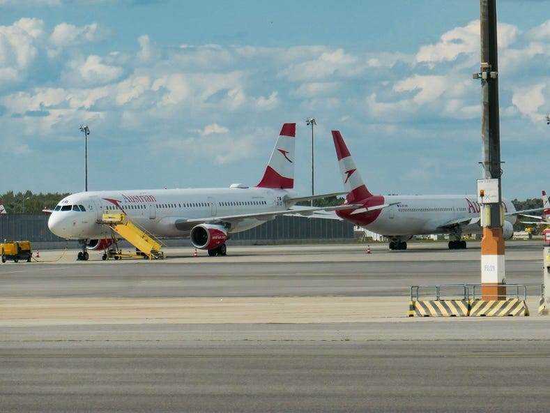 Flugzeuge der Austrian Airlines.