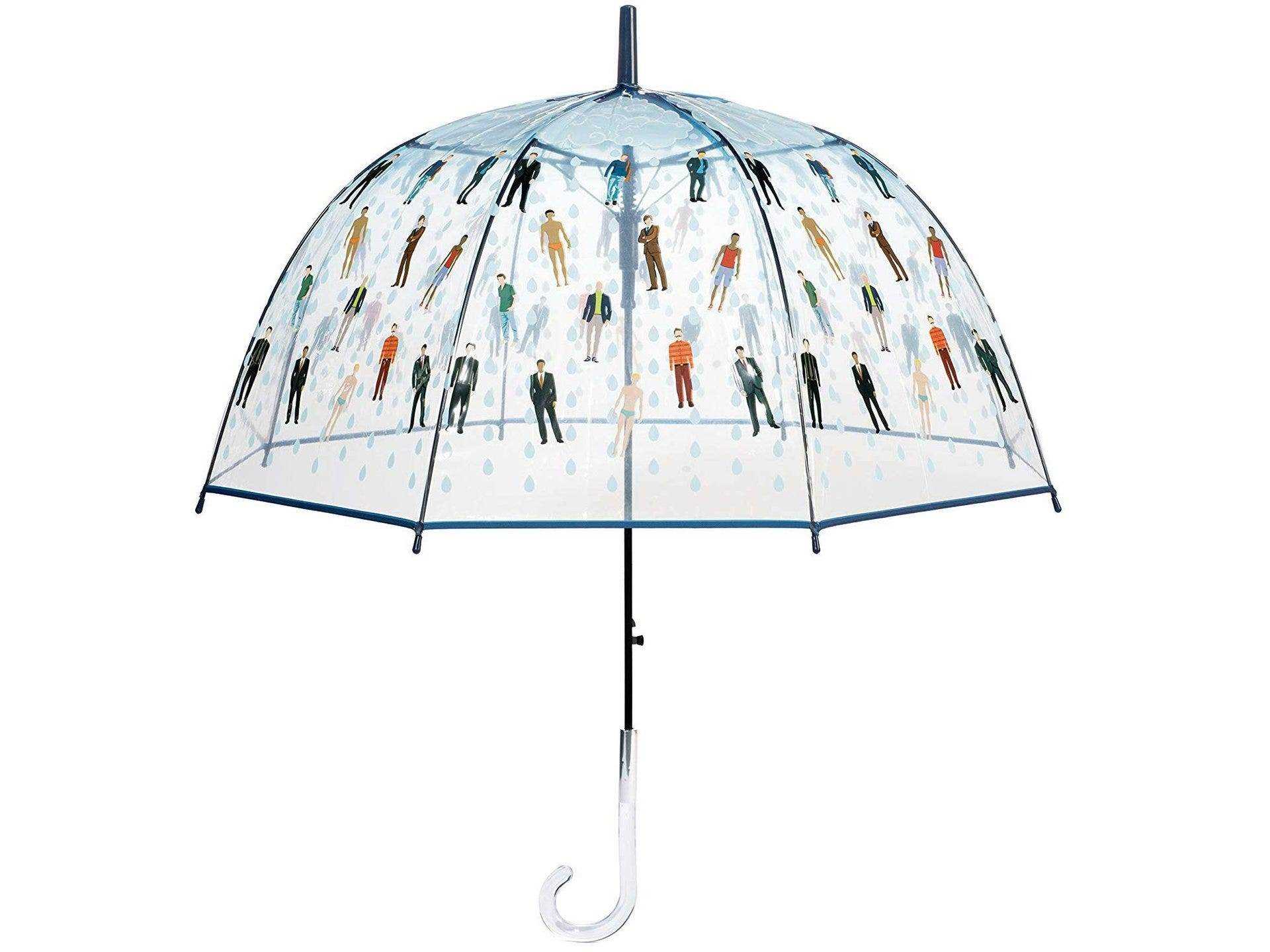 Punny klarer Regenschirm der regnenden Männer - Geschenk des weißen Elefanten