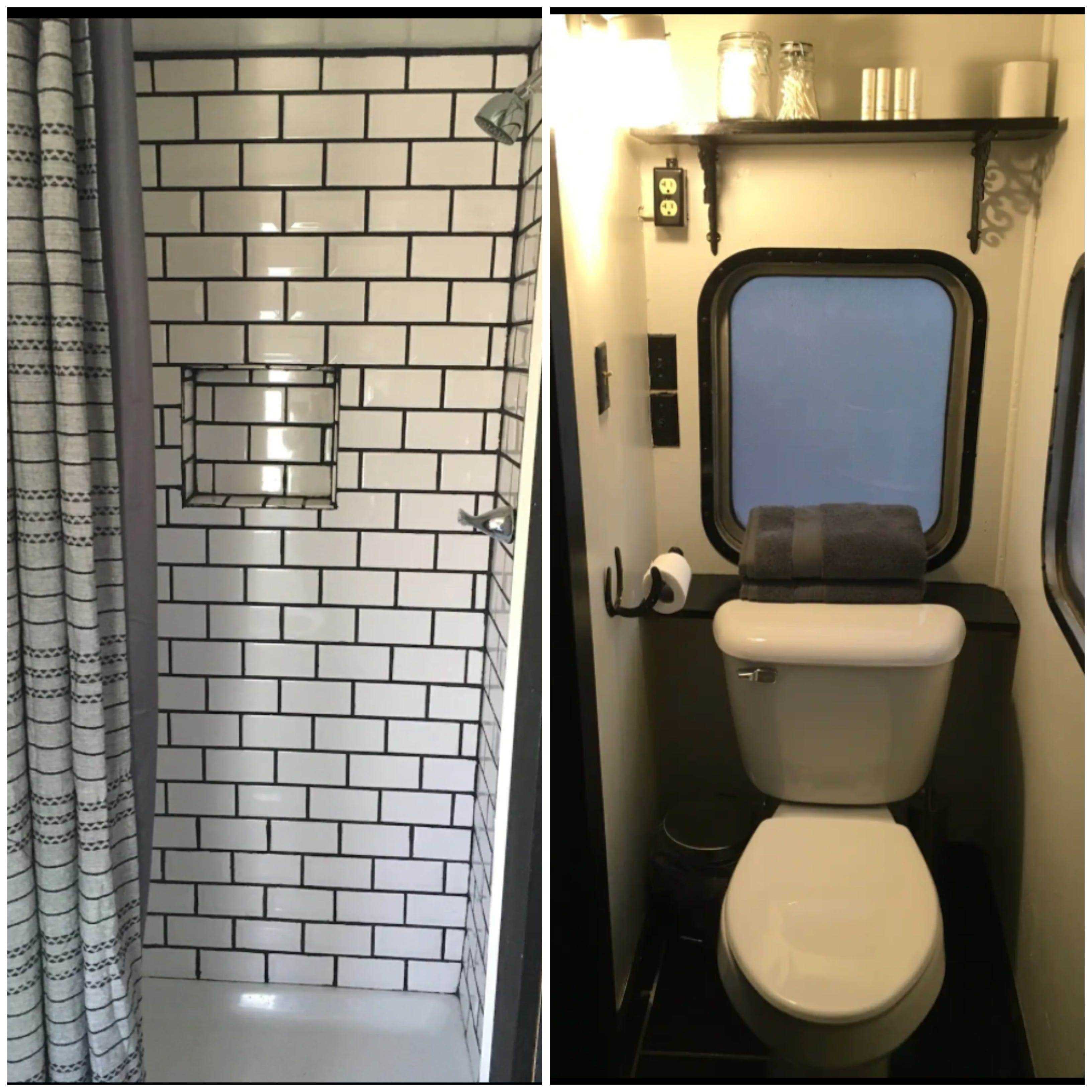 Das Badezimmer befindet sich in der Zugkabine in Iowa.