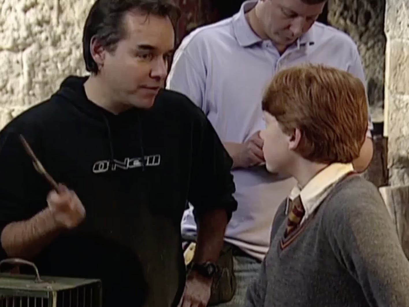Chris Columbus und Rupert Grint auf dem Set von Harry Potter