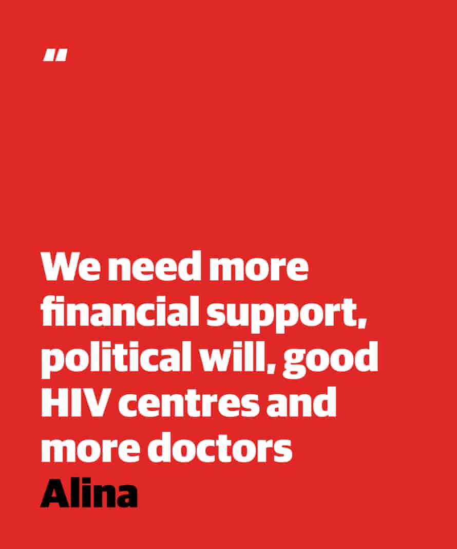 Zitat von Alina: "Wir brauchen mehr finanzielle Unterstützung, politischen Willen, gute HIV-Zentren und mehr Ärzte"