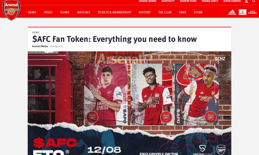 Anzeige von Arsenal FC, die Fan-Token bewirbt