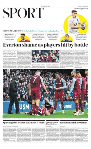 Die Titelseite der Sportabteilung des Sunday Telegraph