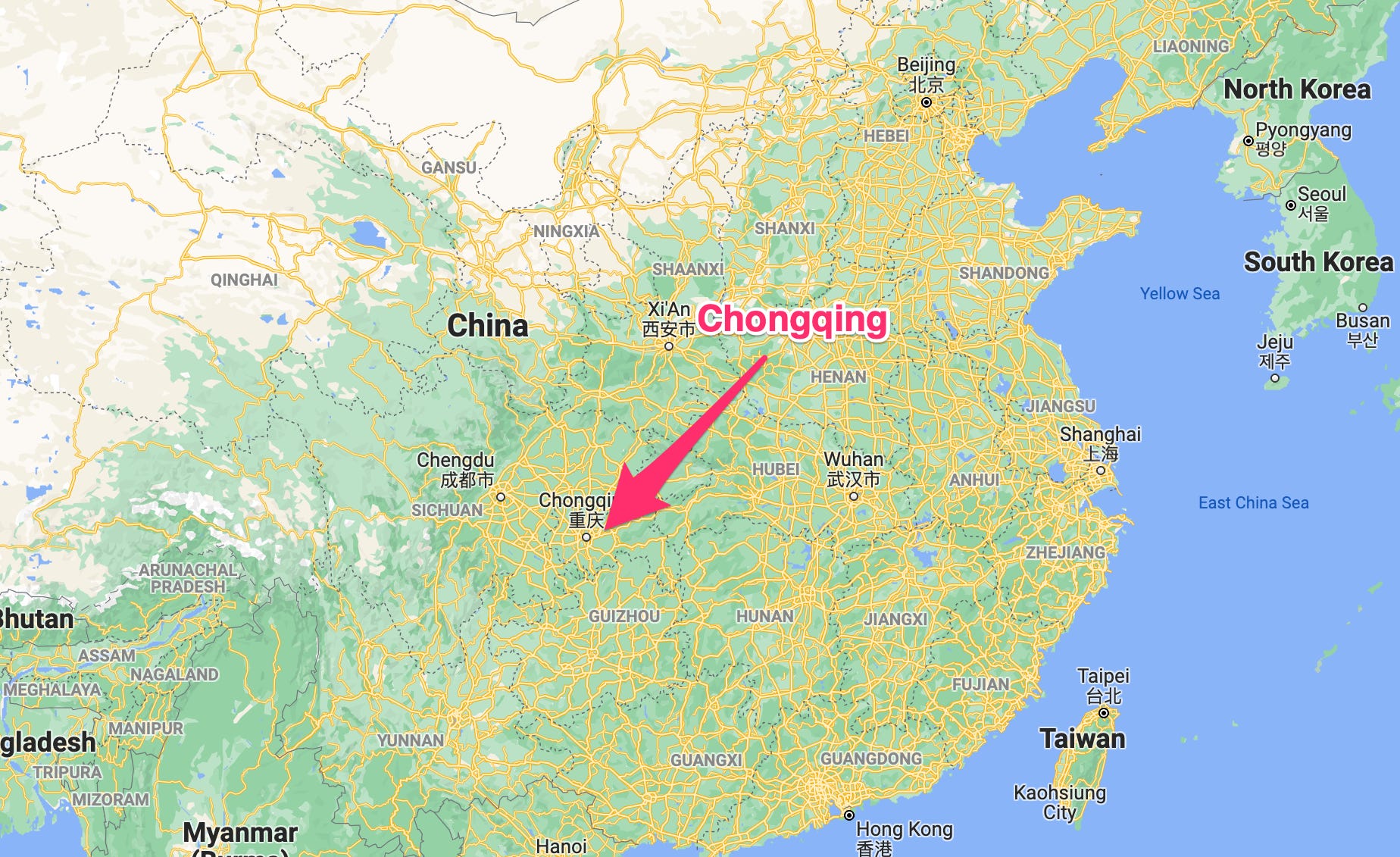 Eine Karte von China.