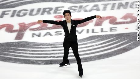 Chen läuft im Kurzprogramm der Männer während der US Figure Skating Championships in der Bridgestone Arena am 08. Januar 2022 in Nashville, Tennessee.