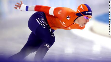 Ireen Wüst aus den Niederlanden nimmt am 31. Januar 2021 in Heerenveen, Niederlande, am 1.000-Meter-ISU-Weltcup-Eisschnelllauf der Damen teil. 