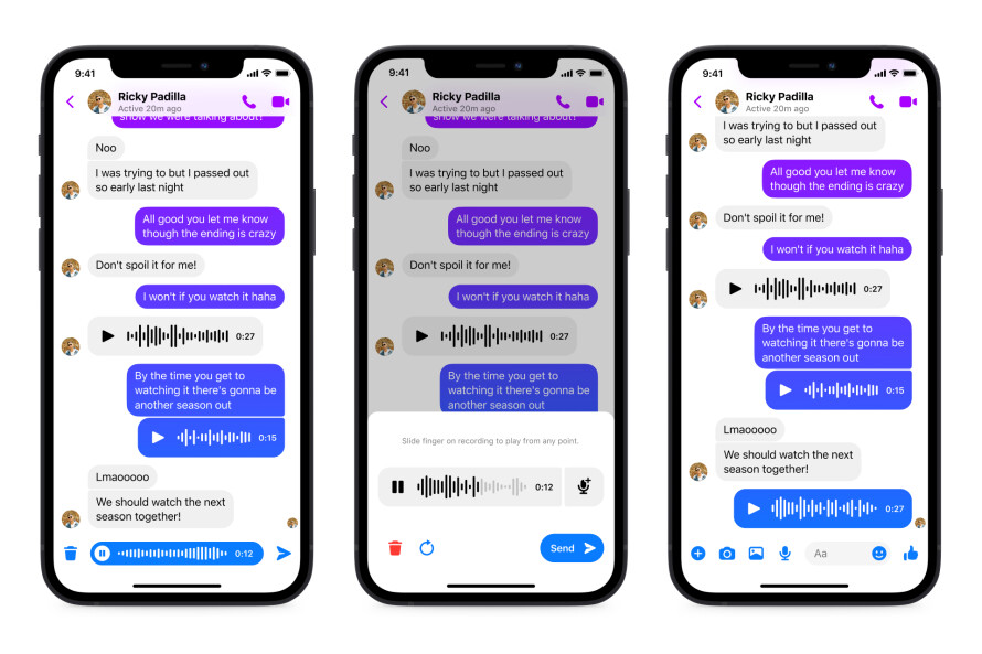 Facebook Messenger erhält eine Split-Payment-Option sowie Steuerelemente für die Aufzeichnung von Sprachnachrichten