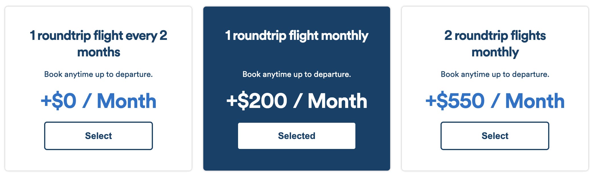 Die Abonnementoptionen für Flight Pass Pro beginnen bei 199 $ pro Monat.  Die zweite Option kostet 399 $ pro Monat, während die dritte 749 $ pro Monat kostet.