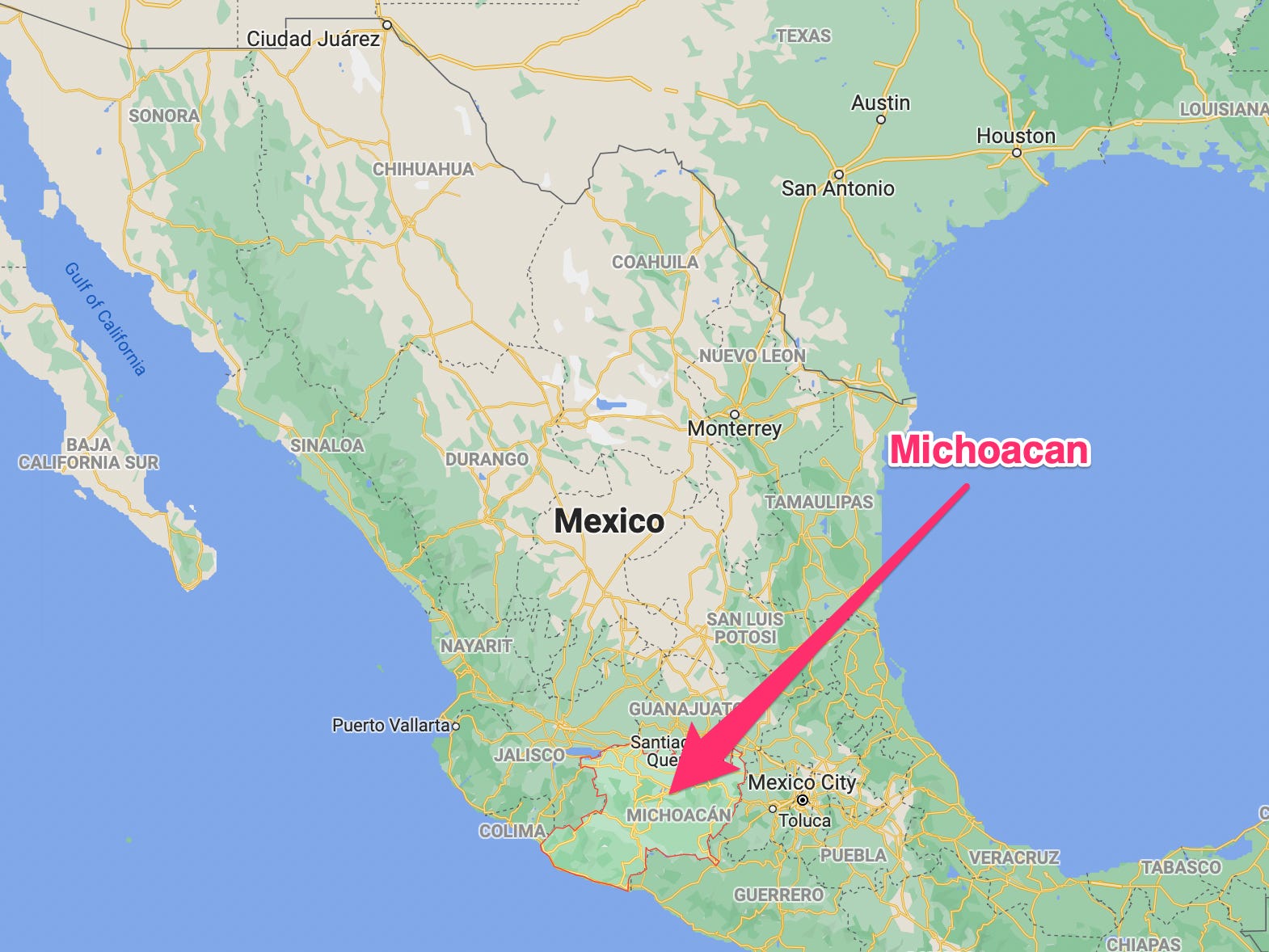 Eine Karte von Mexiko.