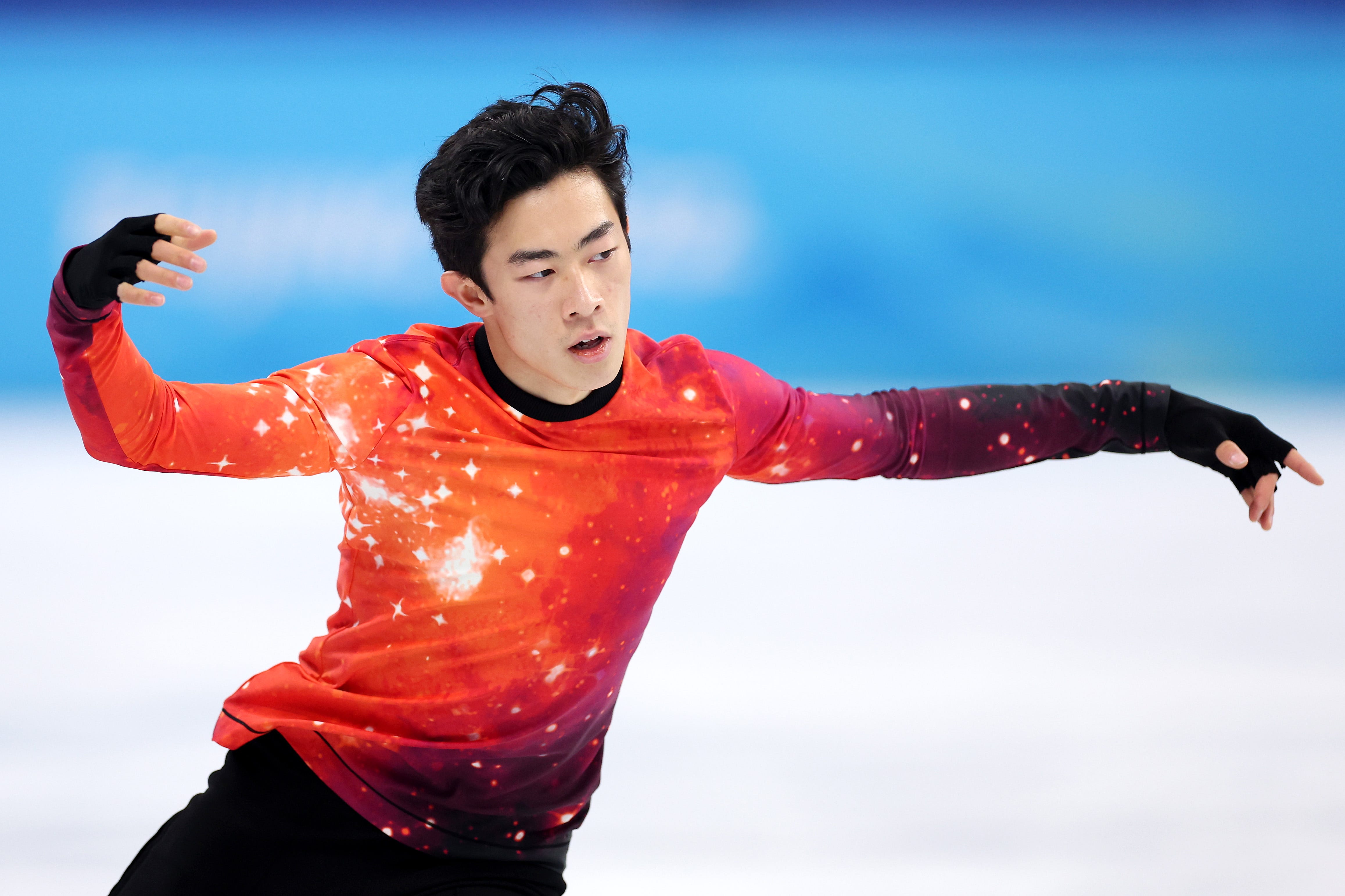 Nathan Chen vom Team United States läuft am 6. Tag der Olympischen Winterspiele 2022 in Peking im Capital Indoor Stadium am 10. Februar 2022 in Peking, China, beim Einzel-Skating-Kür der Männer.