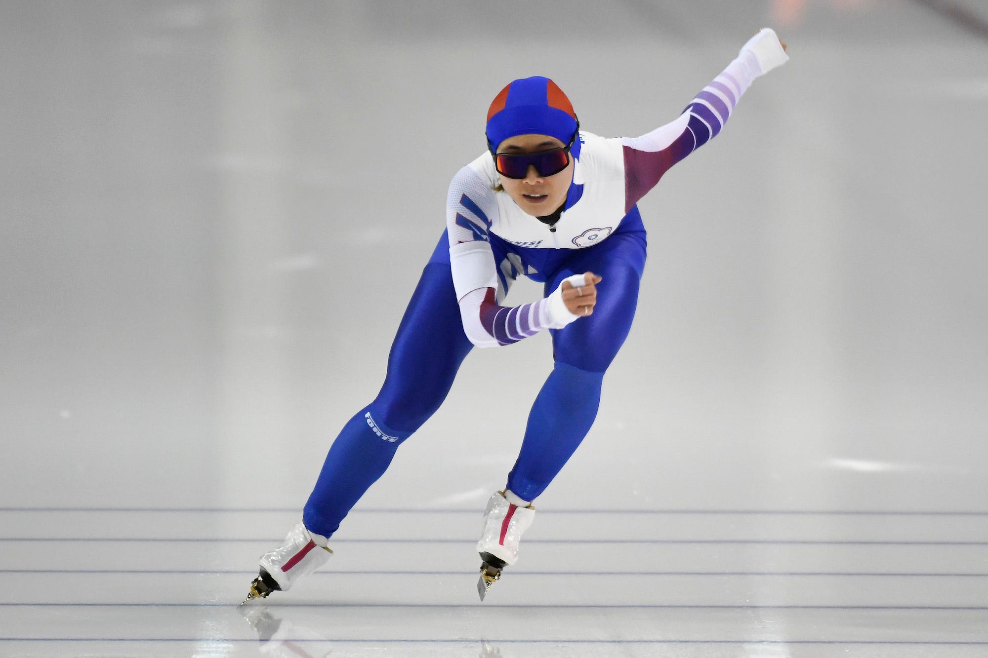 Yu-Ting Huang aus Taiwan tritt während des 500-Meter-Rennens der Frauen am ersten Tag des ISU World Cup Speed ​​Skating im Utah Olympic Oval auf