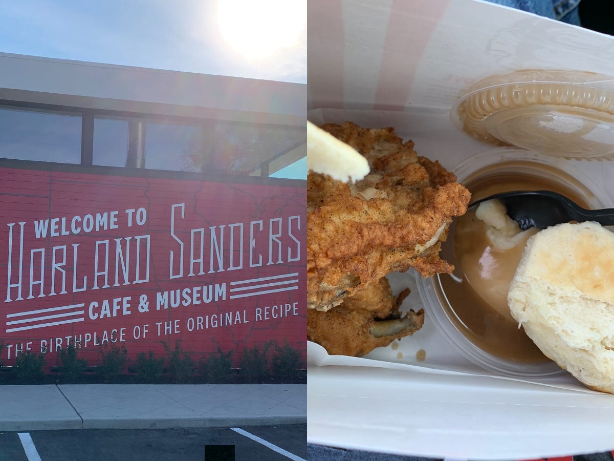 Harland Sanders Cafe Gebäude und Hähnchen