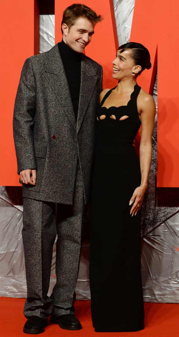 Robert Pattinson und Zoë Kravitz, die Catwoman spielt, bei einer Sondervorführung von The Batman am 23. Februar in London.