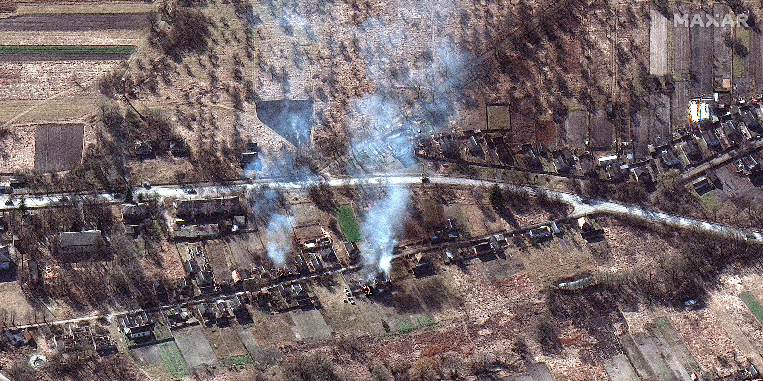 Satellitenbilder eines 40 Meilen langen russischen Militärkonvois nördlich von Kiew.