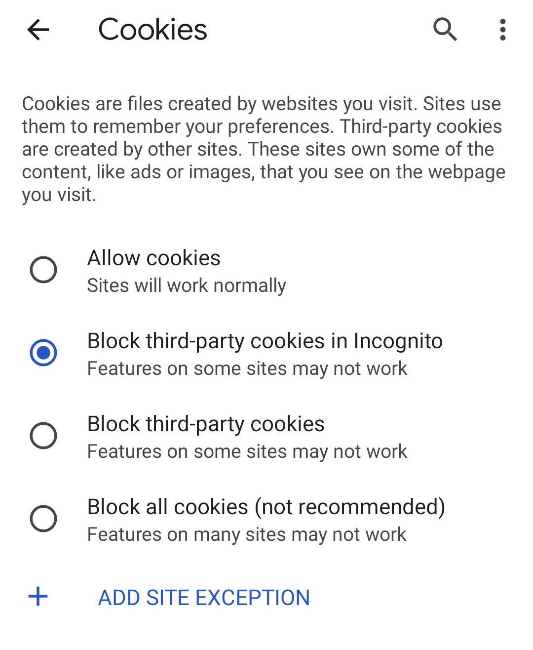 Chrome-Einstellungen auf Android
