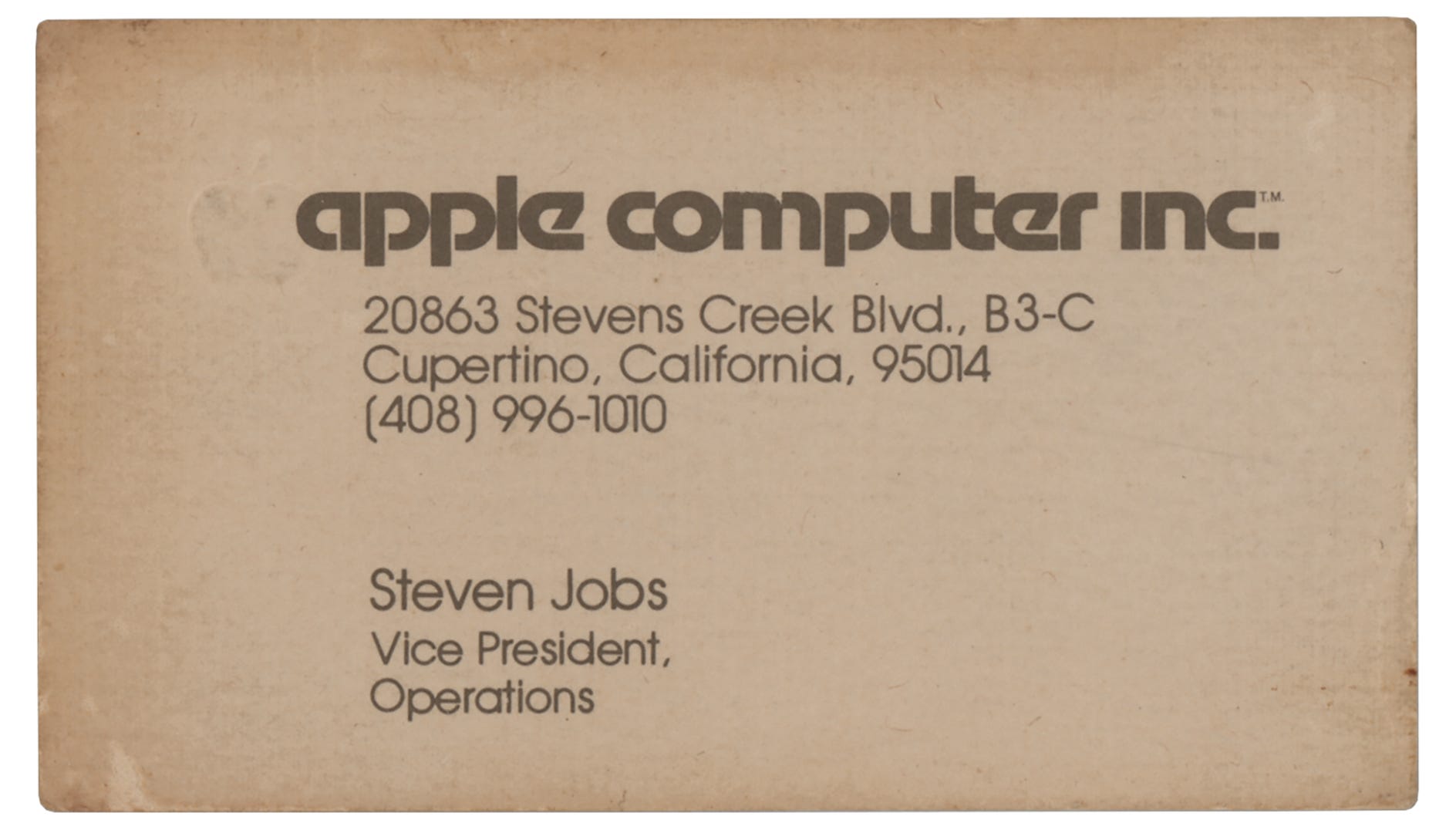 Die frühe Visitenkarte von Steve Jobs bei Apple