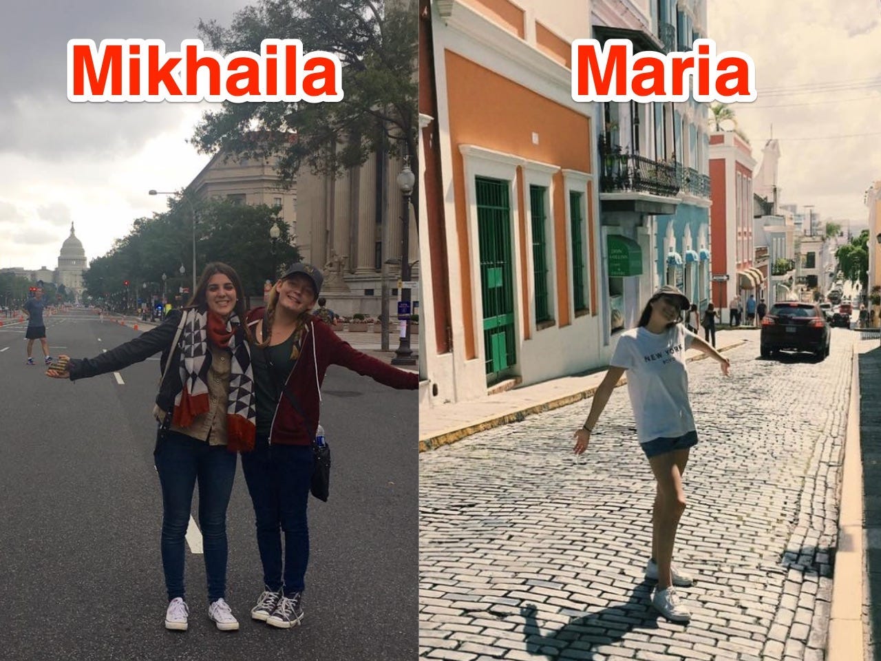 Mikhaila und ihre Mitbewohnerin in Washington DC und Maria in San Juan, Puerto Rico.