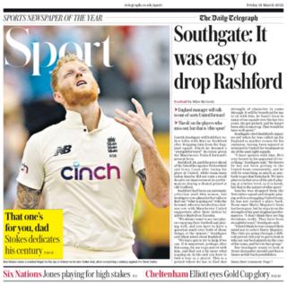 Sportabteilung des Daily Telegraph am Freitag