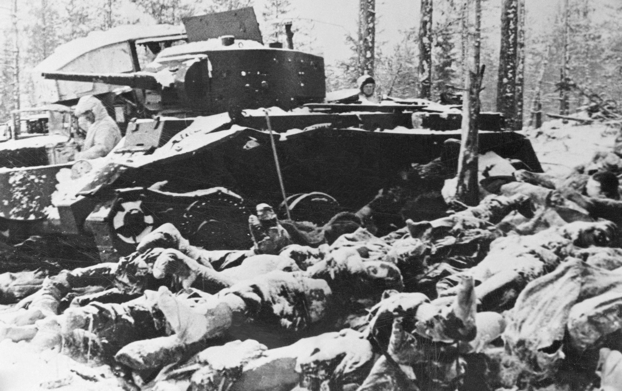 Sowjetische Truppen Panzer Finnland Winterkrieg