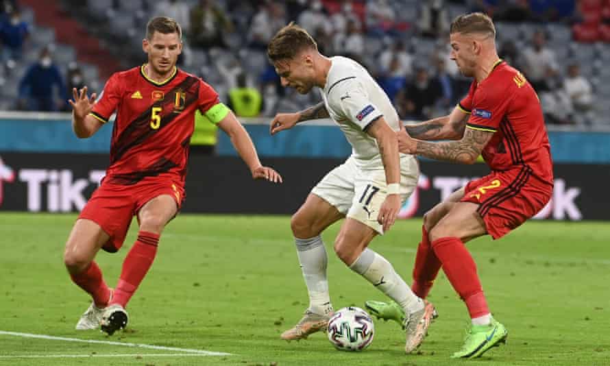 Die Belgier Toby Alderweireld und Jan Vertonghen bekommen es im Viertelfinale der Euro 2020 mit dem Italiener Ciro Immobile zu tun.