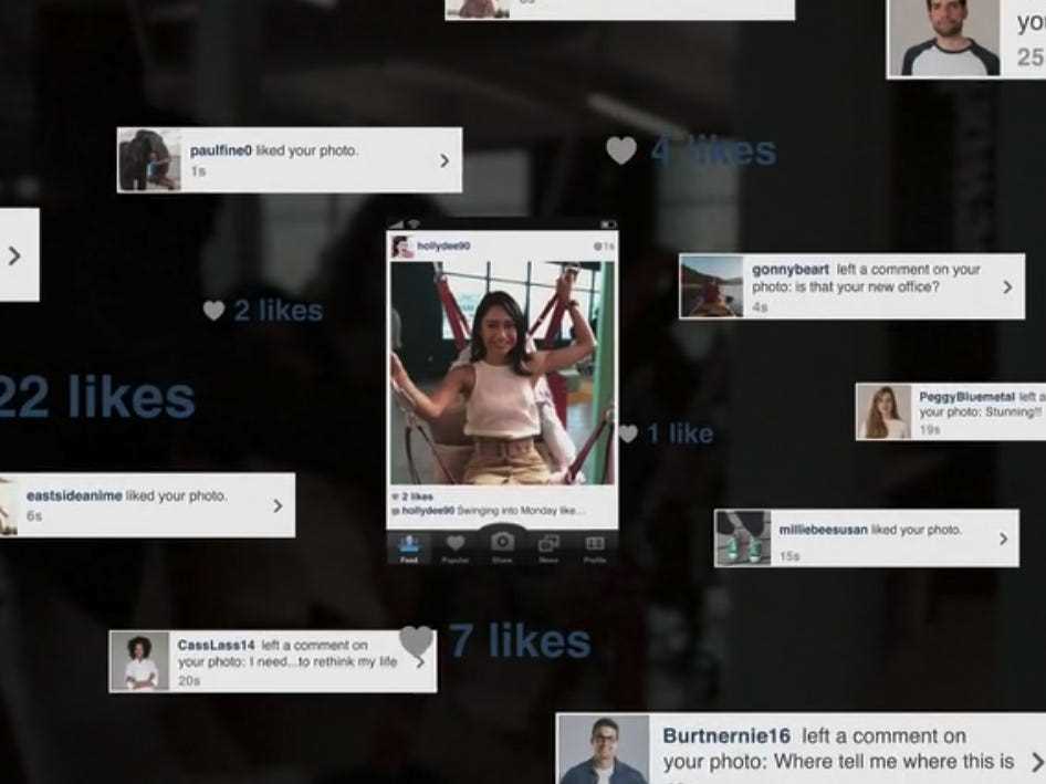 eine grafik von instagram-posts und kommentaren im stil von 2010 auf wecrashed