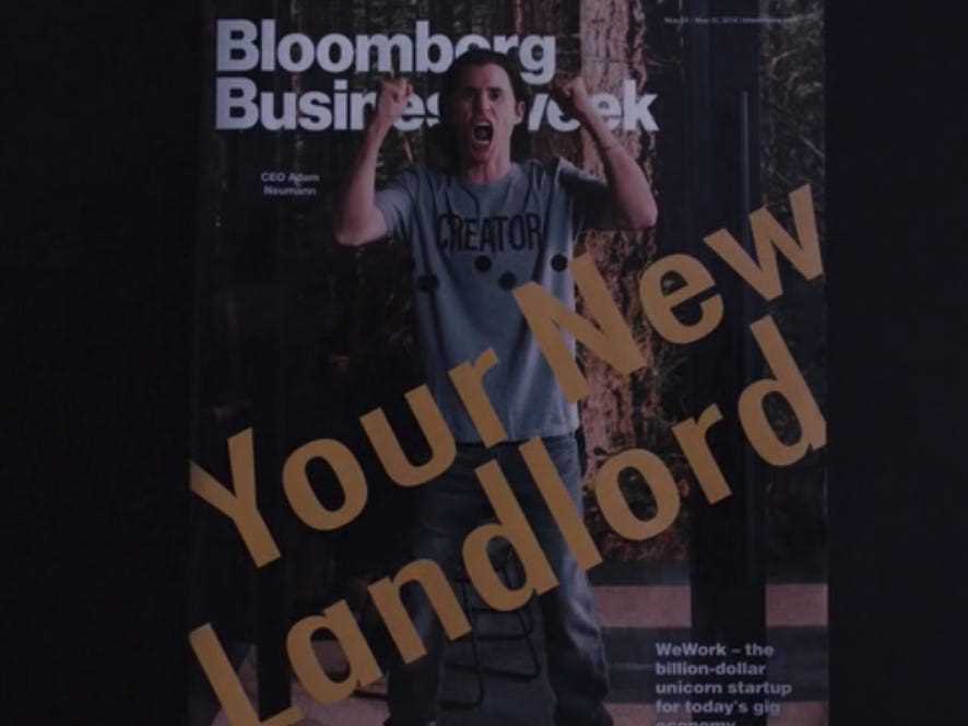 ein dramatisiertes bloomberg businessweek cover mit adam neumann als jared leto mit dem titel ihr neuer vermieter