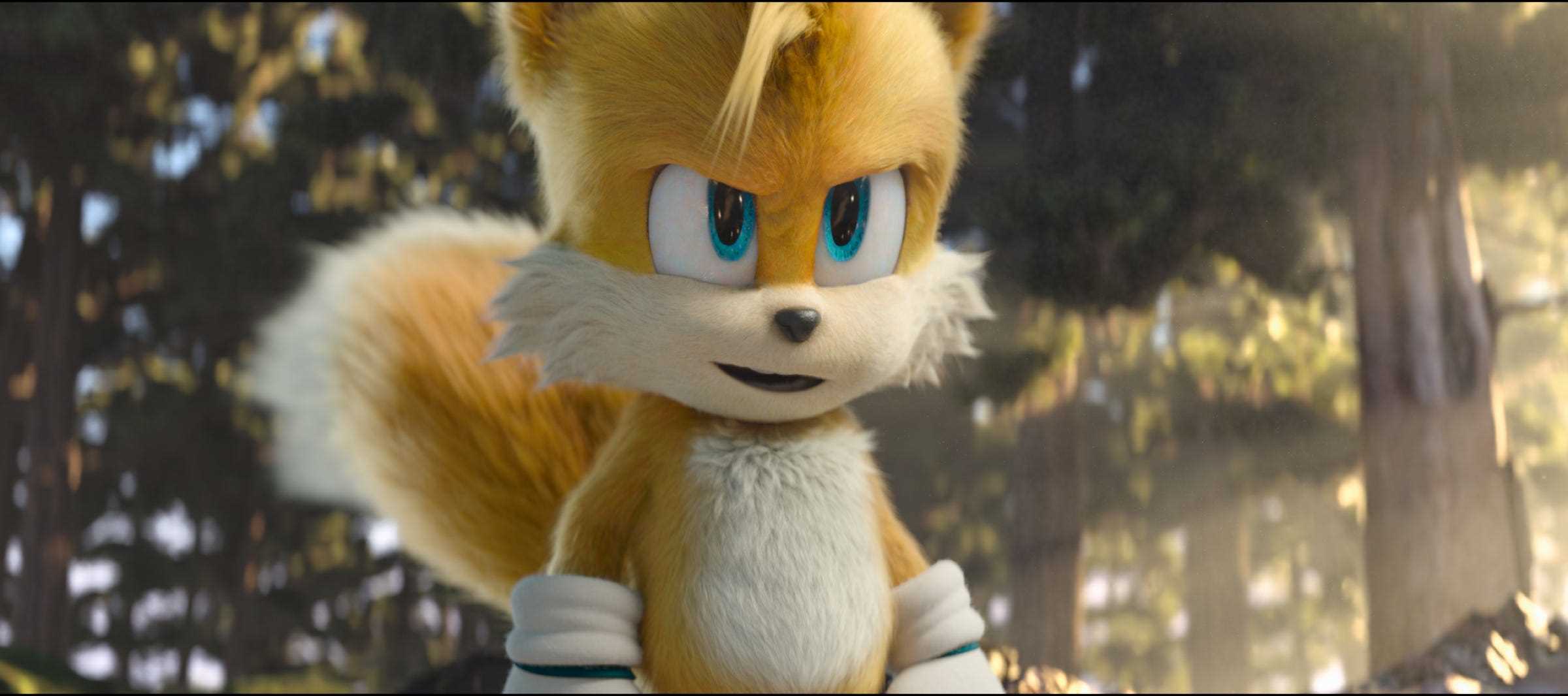 Sonics Kumpel – ein Fuchs mit zwei buschigen Schwänzen – schließt sich den Abenteuern in „Sonic the Hedgehog 2“ an.