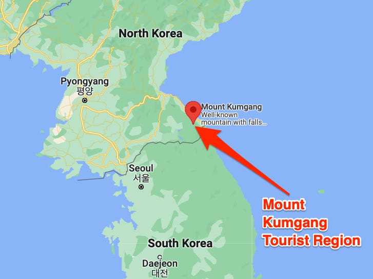 Karte der Touristenregion Mount Kumgang in Nordkorea.