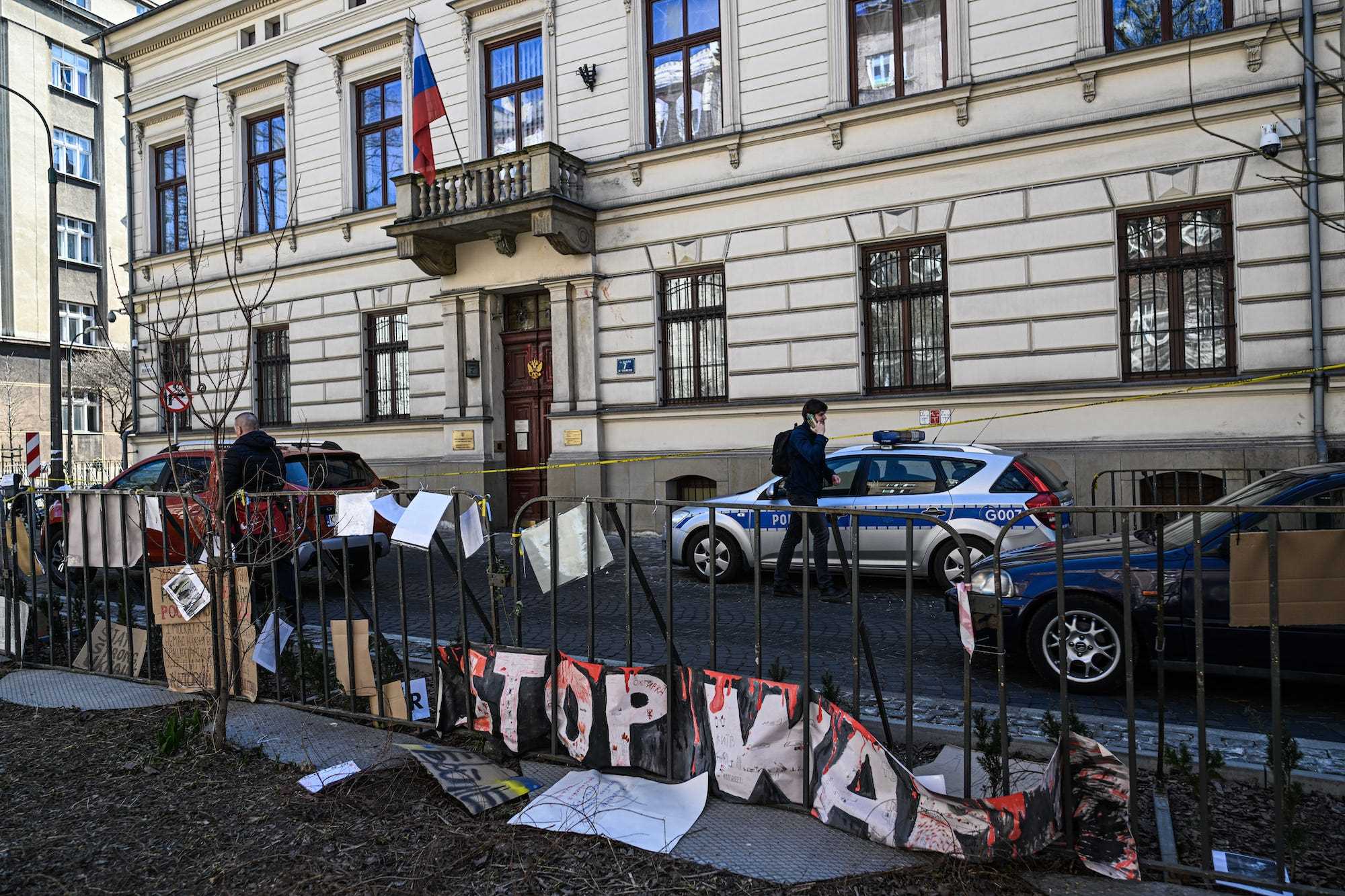 Krakau Polen Ukraine Russischer Invasionsprotest
