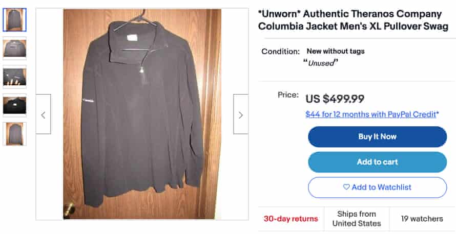 Zum Verkauf steht eine 'ungetragene' authentische Theranos-Jacke.