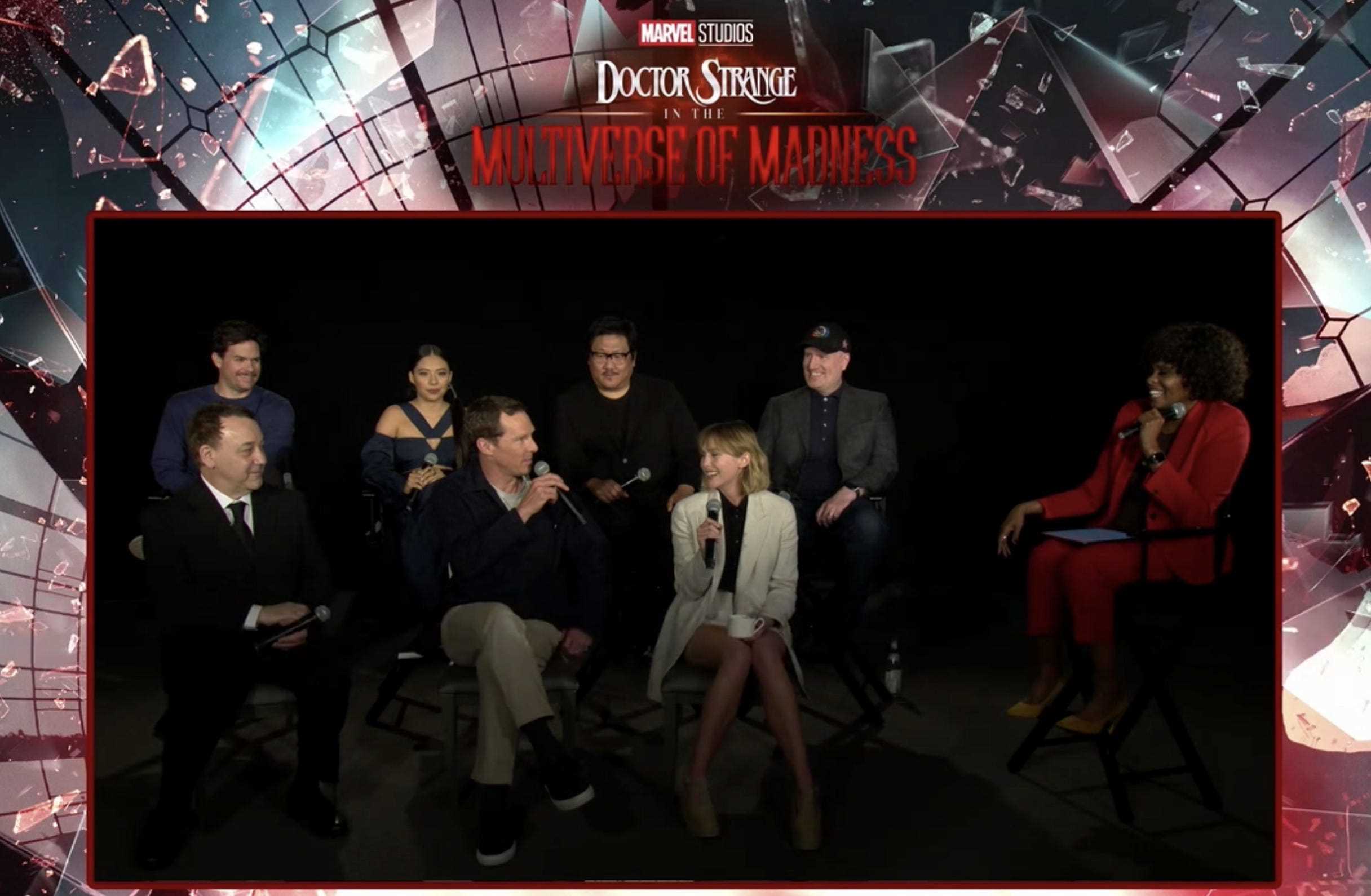 Benedict Cumberbatch, Elizabeth Olsen Doctor Strange 2 Pressekonferenz