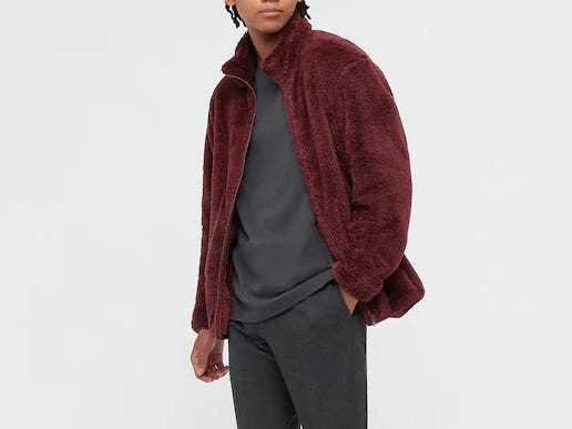 Uniqlo Fluffy Yarn Fleece Jacke mit durchgehendem Reißverschluss