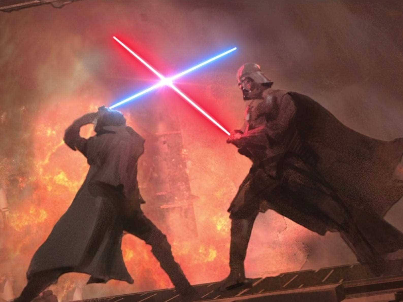 Concept Art zeigt Obi-Wan Kenobi und Darth Vader beim Duell in der neuen Disney Plus-Serie „Obi-Wan Kenobi“