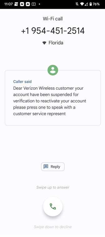 Google Assistant transkribiert einen betrügerischen Telefonanruf, der vorgibt, von Verizon zu stammen – Ein weiterer Telefonbetrug zielt auf Kunden von Verizon ab